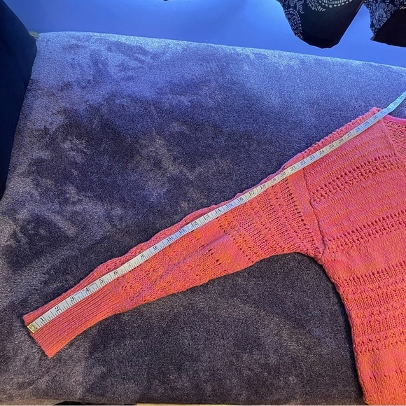 Free people hot tropics pullover sweater open knit oversized spring orange XS - Picture 6 of 8